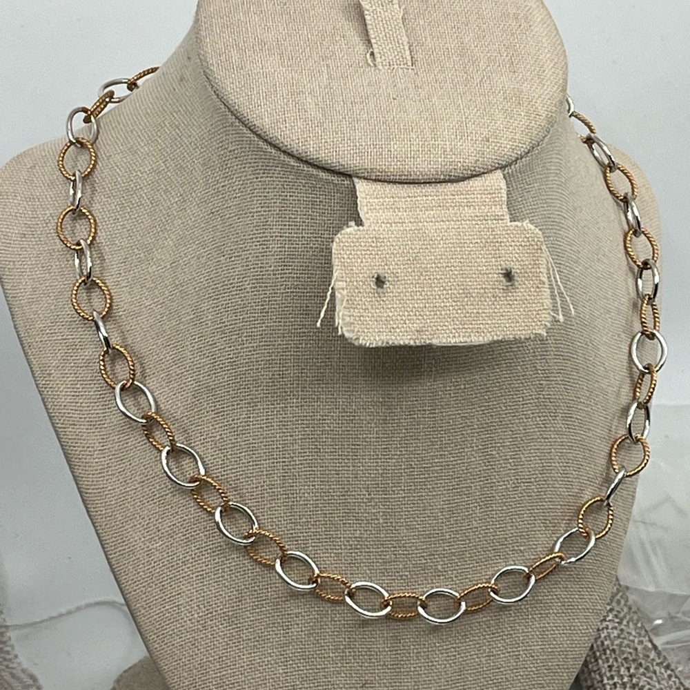 925 Italy Milor Two-Tone Sterling Silver Necklace ~18"